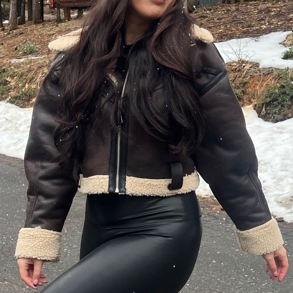 Zara Fur Lined Crop Jacket - Picture 2 of 2